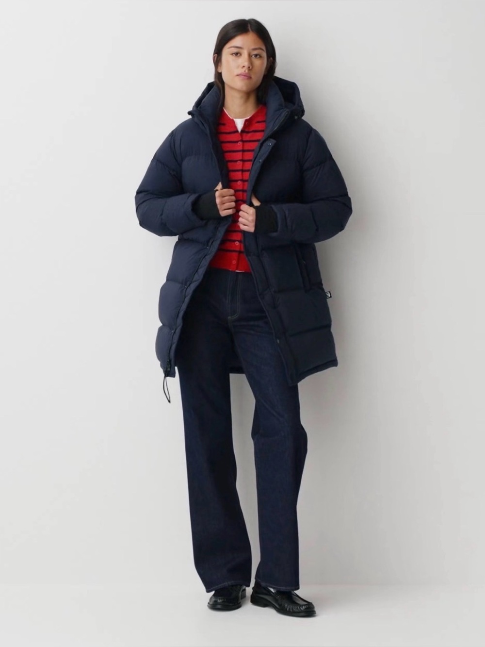 Aritzia TNA Super Puff Long Navy Down Puffer Coat